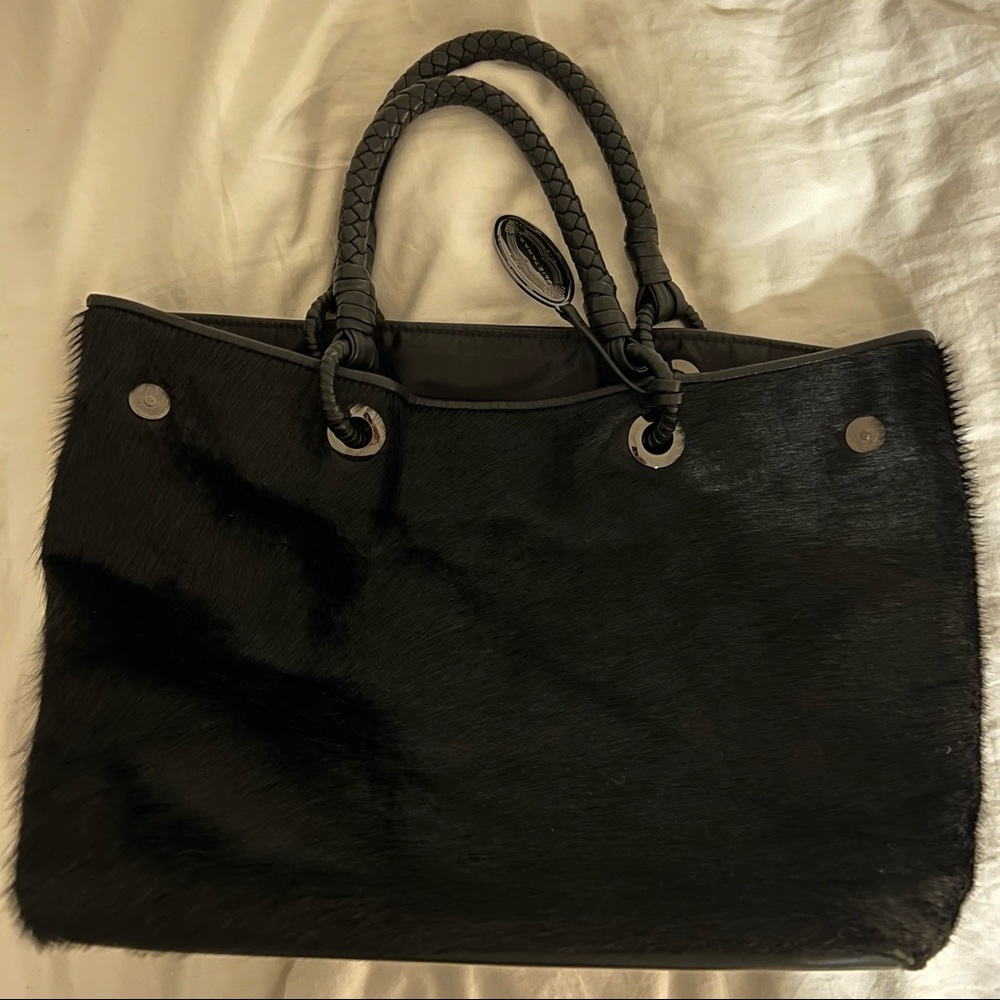 Elie Tahari Black Calf Hair Tote